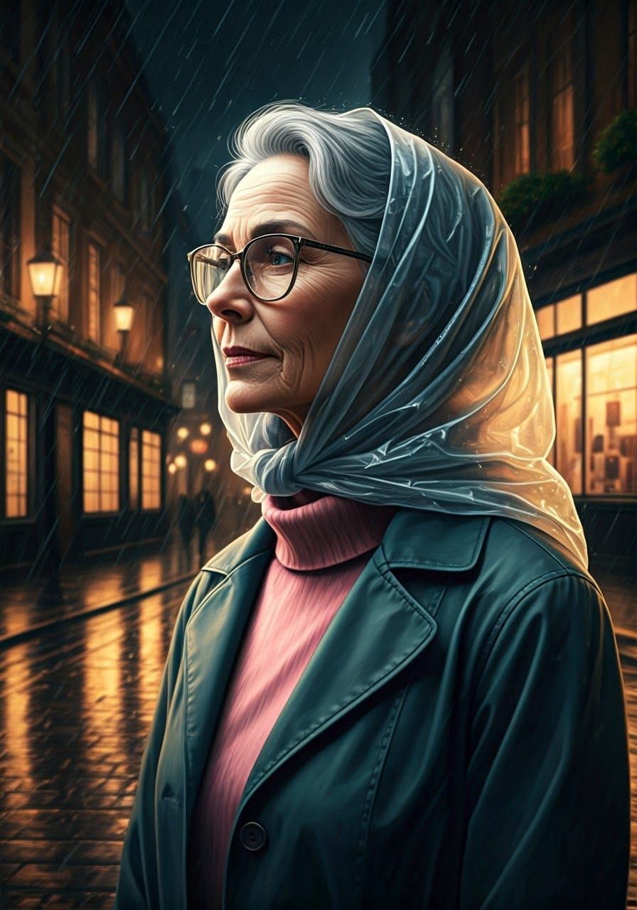 Rainy Day Contemplation: Portrait in Cinematic Lighting