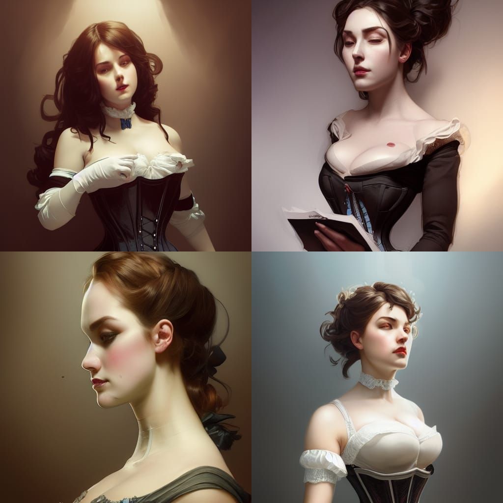 Maid in Corset: Hyperdetailed Concept Art Portrait
