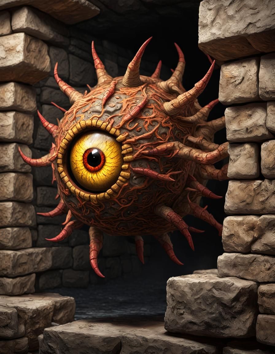 D&D Beholder in Stone Shaft, as Comic Art