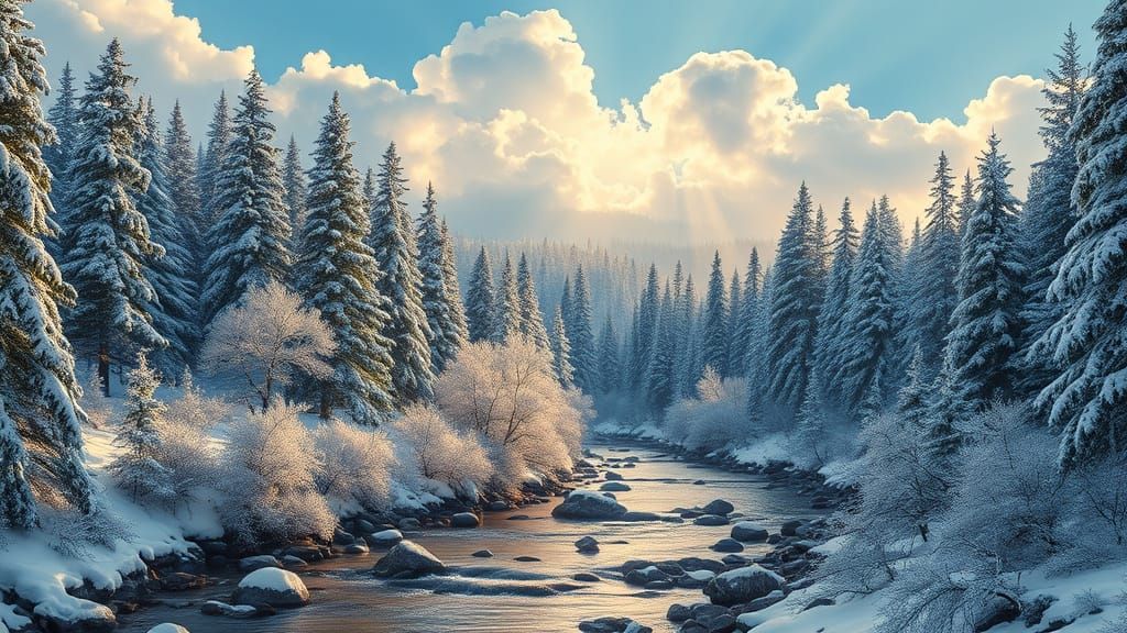 Winter time forest on hilltop