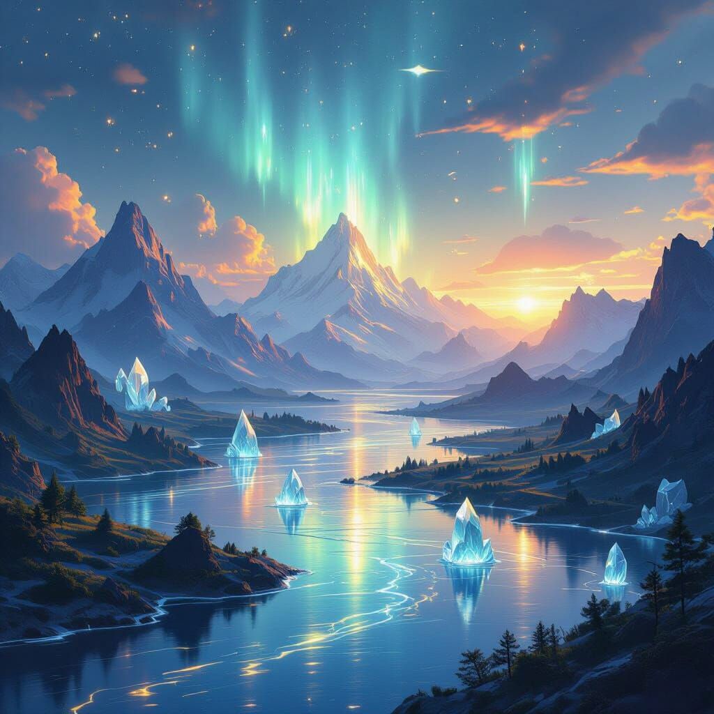 Glowing Mountains and Ethereal Auroras