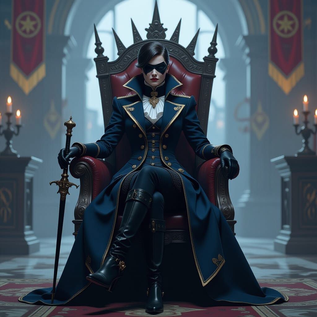 Emily Kaldwin on Throne in Gothic-Noir Style