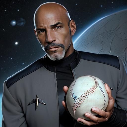 Captain Sisko on Deep Space Nine with Baseball