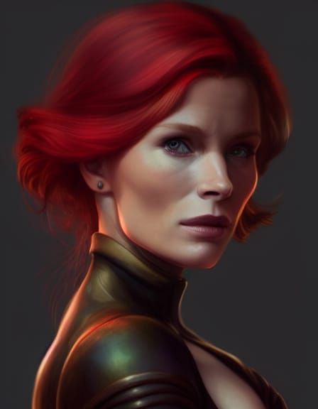 Fiery Sorceress Portrait in Hyperdetailed Concept Art