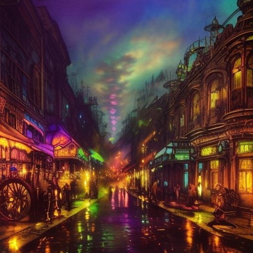 Steampunk Car with Neon and Blacklight Highlights