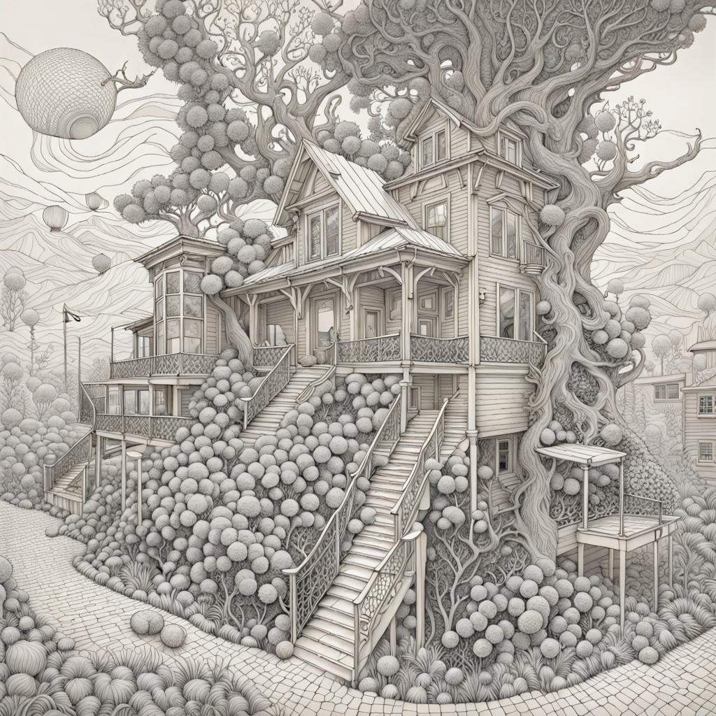 Intricate Line Art View of Life