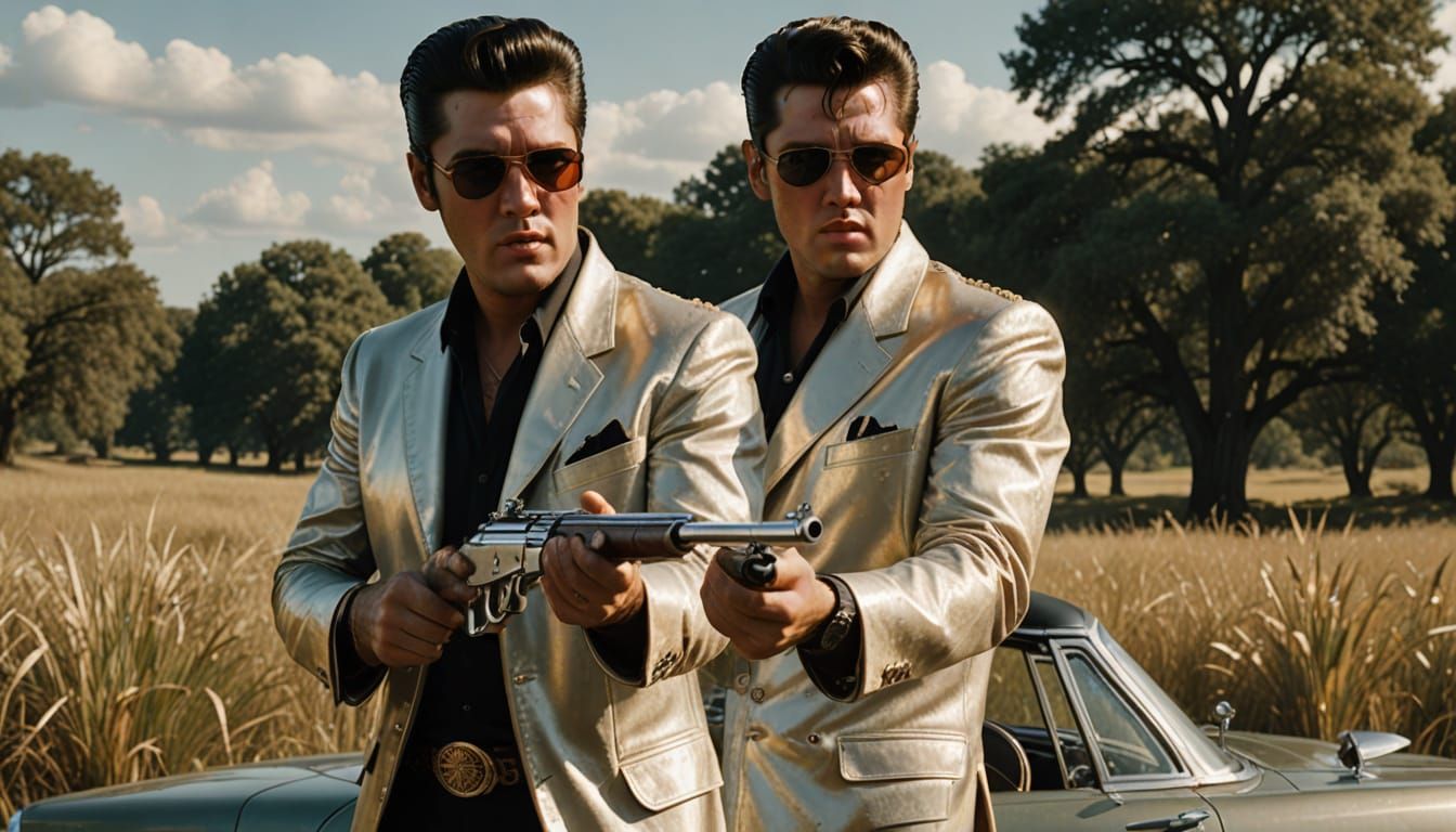 Elvis Presley as the shooter on the grassy knoll.