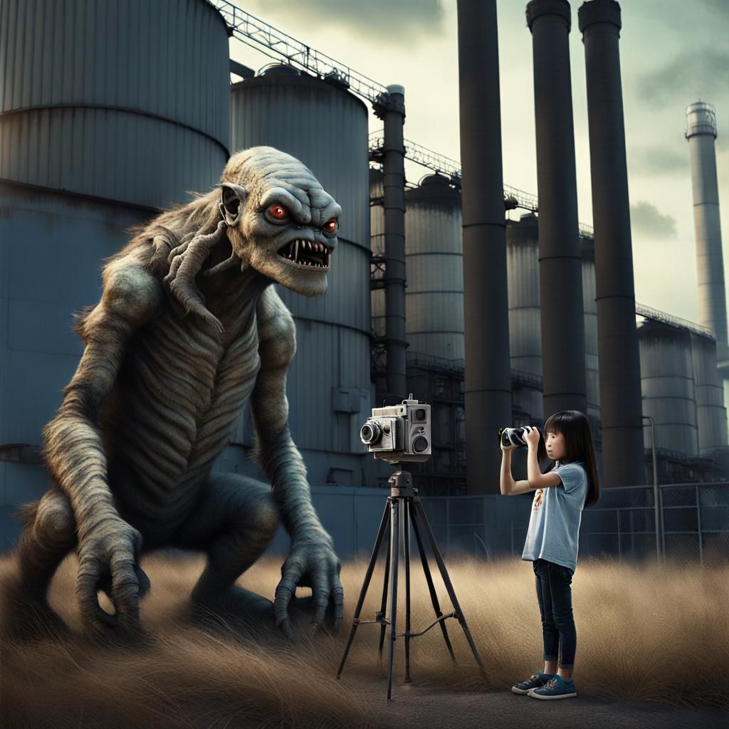 Eerie Encounter: Girl Photographs Monster at Power Plant