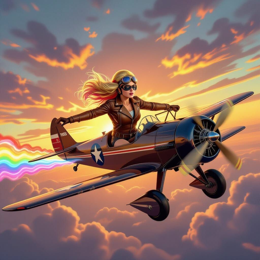 Rainbow Dash, Aviator in Vintage Aviation Poster Style