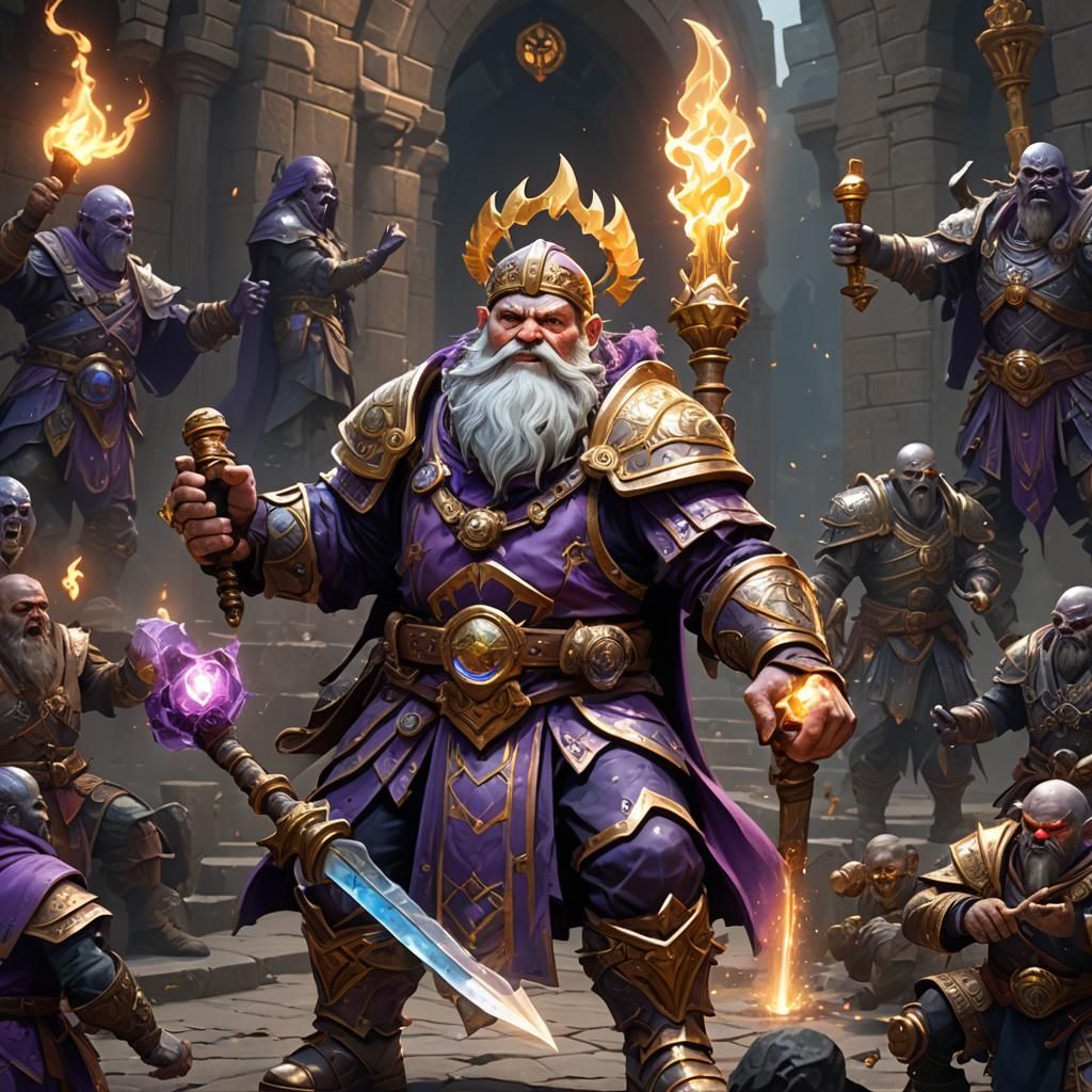 Dwarf Cleric's Holy Smite: Dark Fantasy Art
