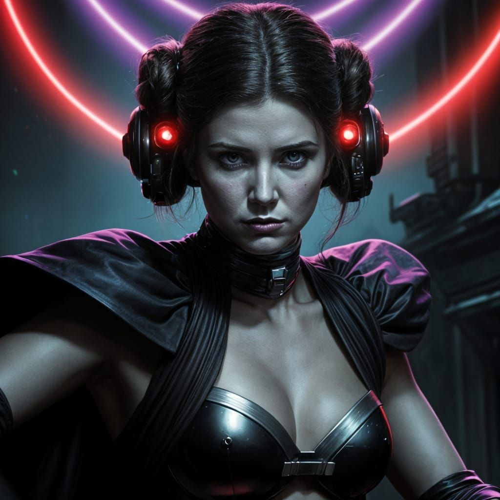 Evil Sith Princess Leia Portrait in Comic Book Art