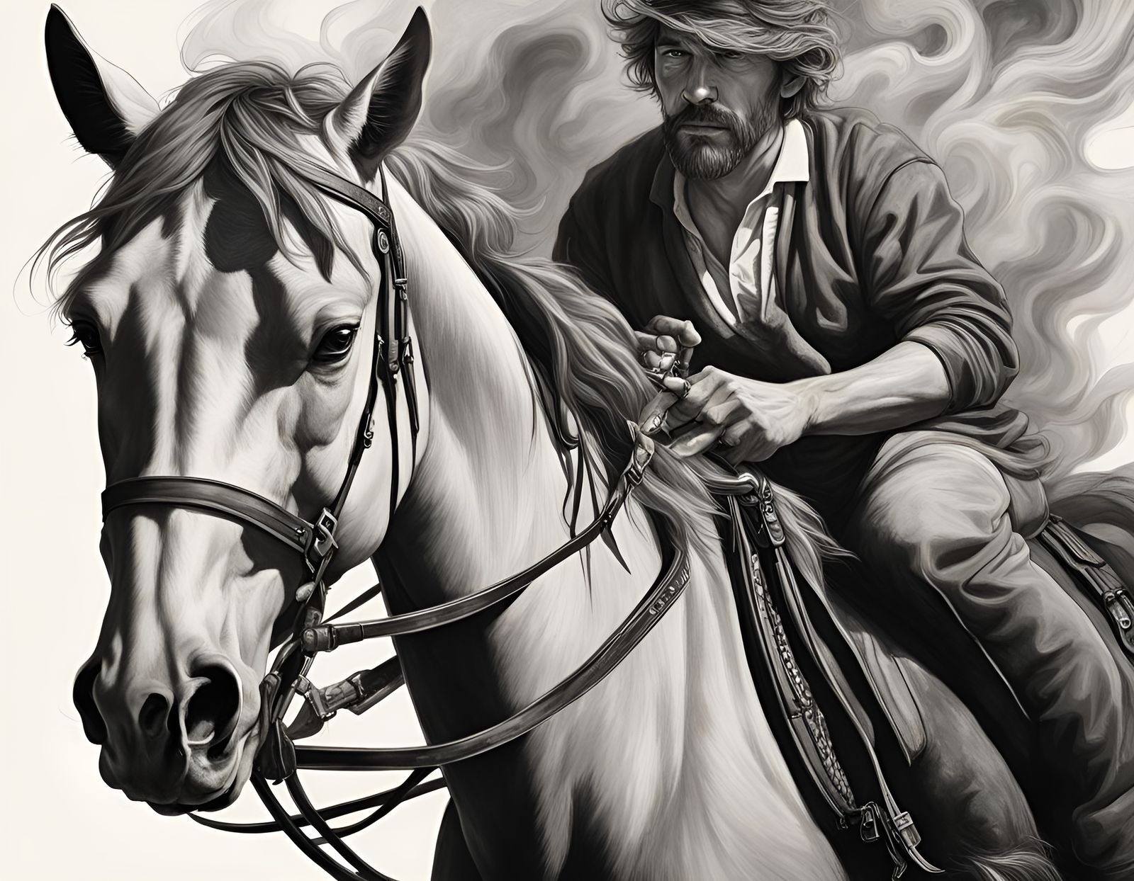 Monochromatic Marlboro Man on Horseback Illustration