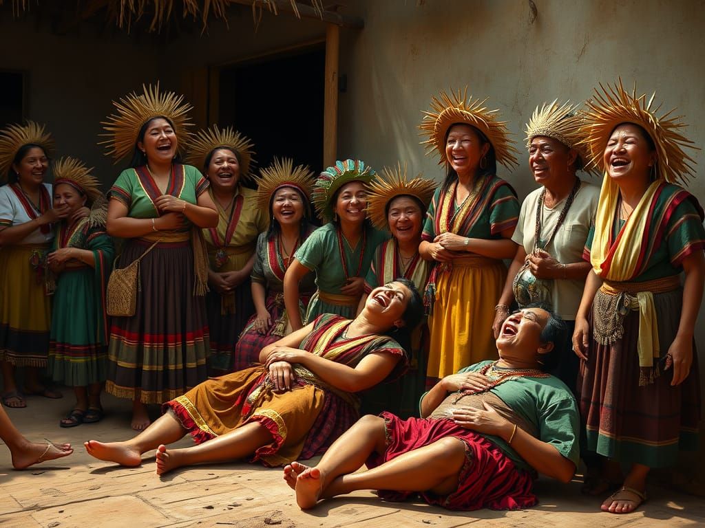 Laughing Mayans in a Surreal, Realistic Style