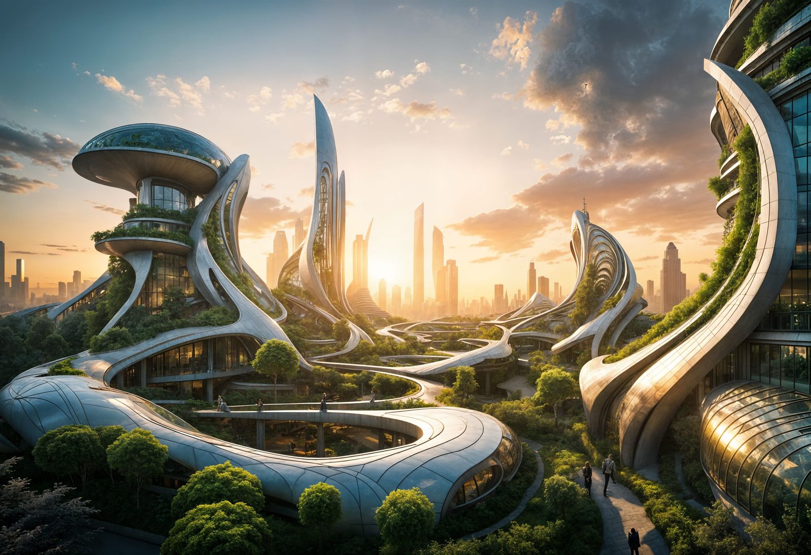 Solarpunk City: Art Nouveau Architecture and Lush Gardens