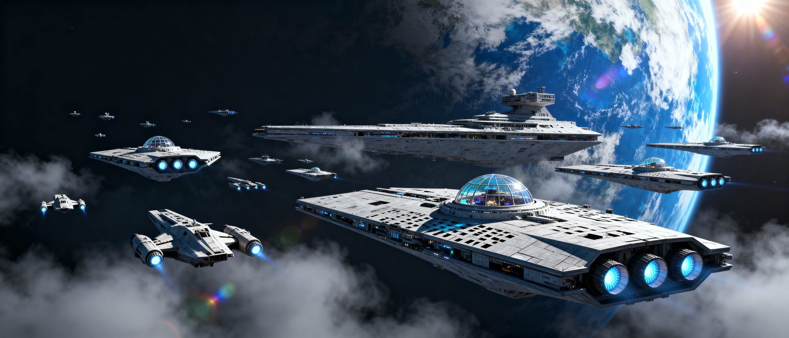 Galactic Fleet Arrives Over Earth in Photorealistic Style