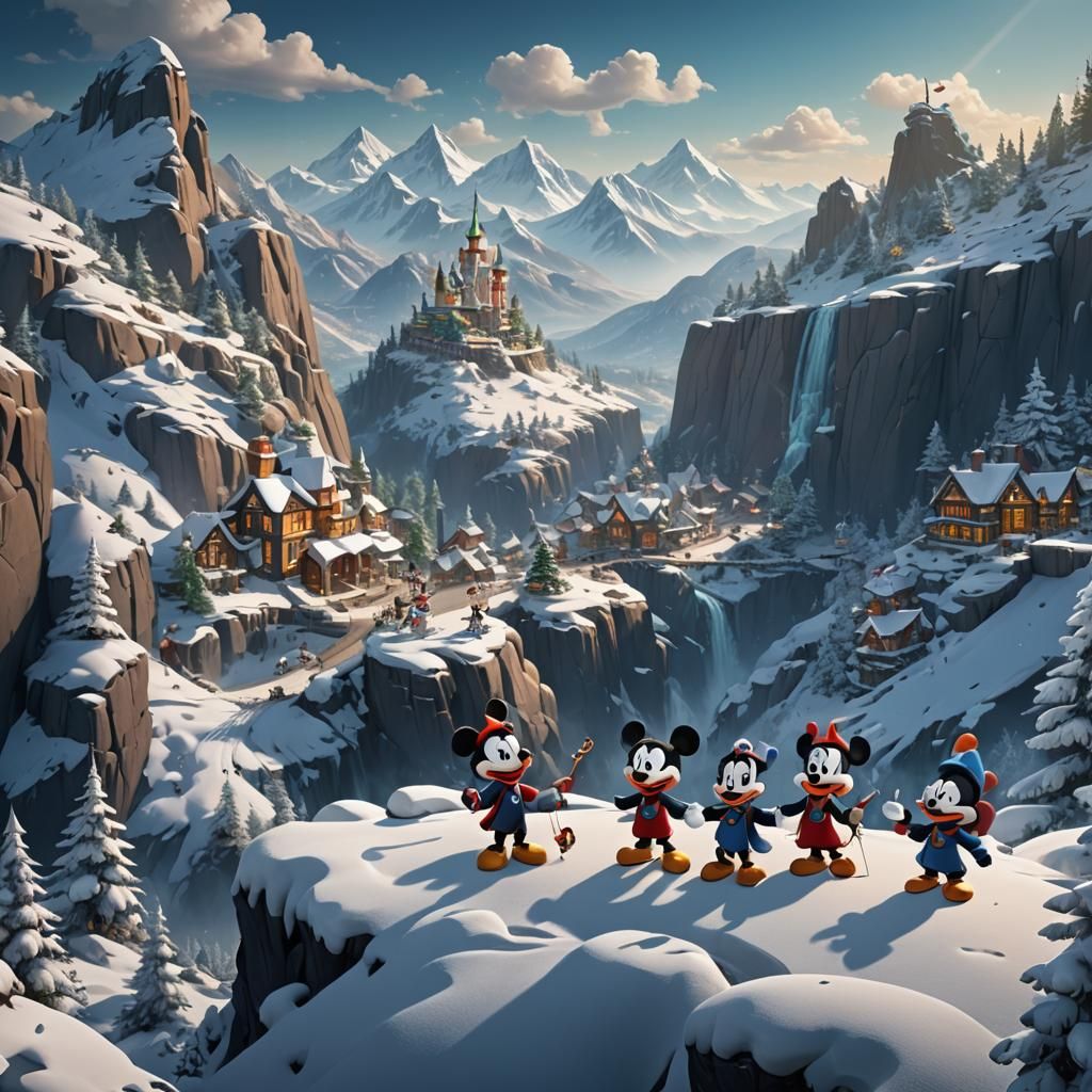 Animaniacs Sing on a Winter Mountain: Fantasy Art