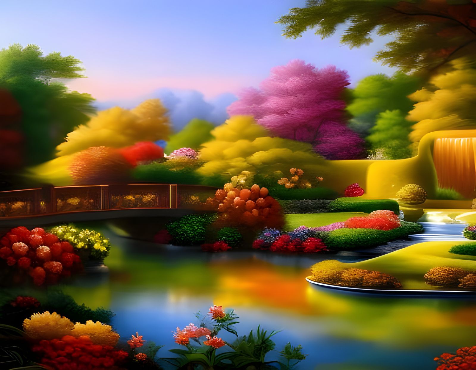 Opulent Flower Garden in Oil Painting Style