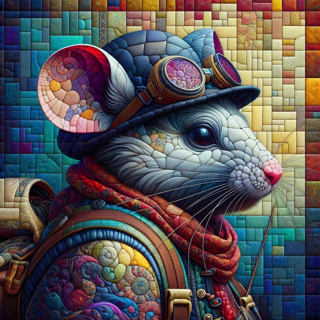 Cyberpunk Mouse in Vibrant Tessellation