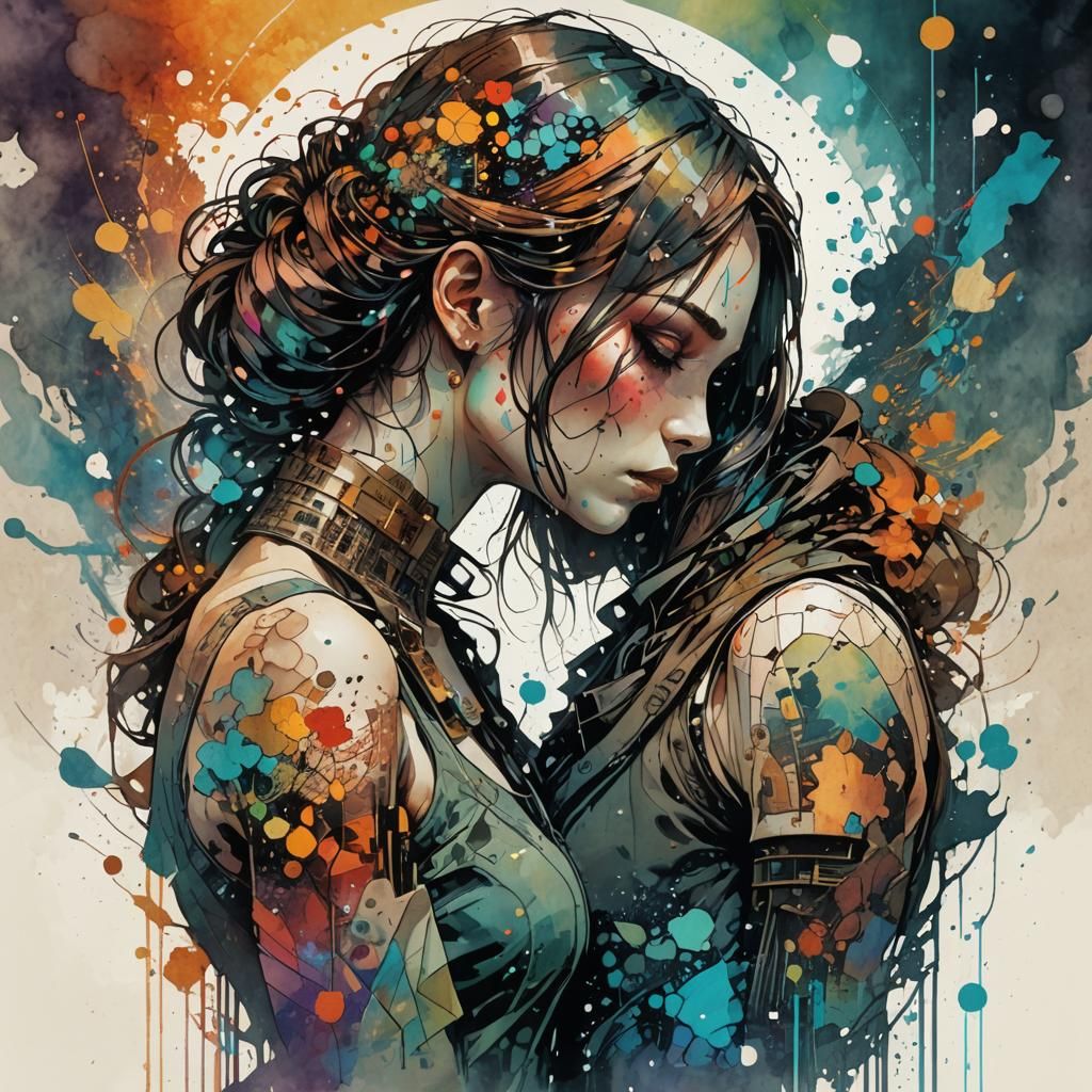 Lovers Portrait in Art Nouveau Style