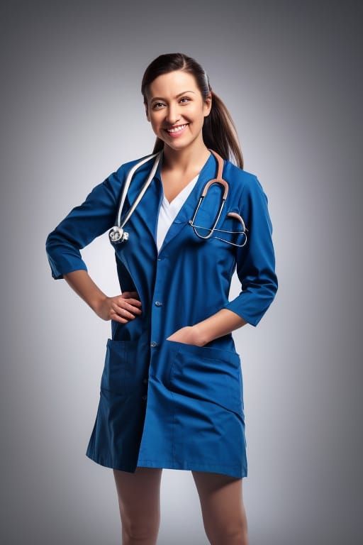 Hot Doctor in Revealing Scrubs: Hyper-Realistic Portrait