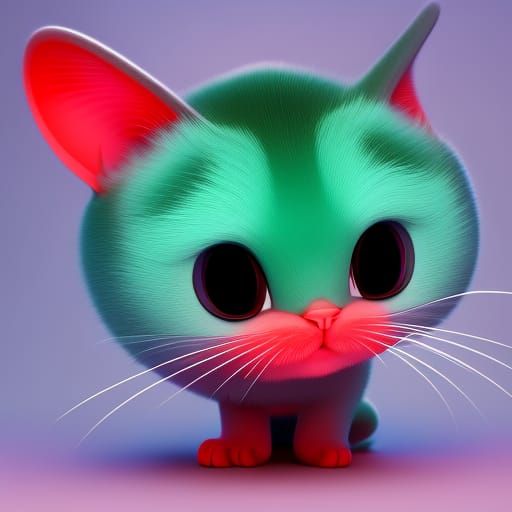 Cute Microscopic Cat: Pixar Style 3D Digital Art