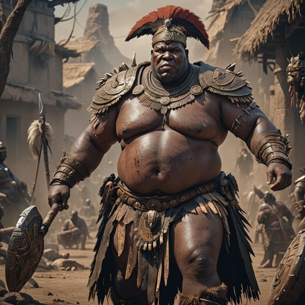 Hyperrealistic Zulu Warrior Digital Matte Painting