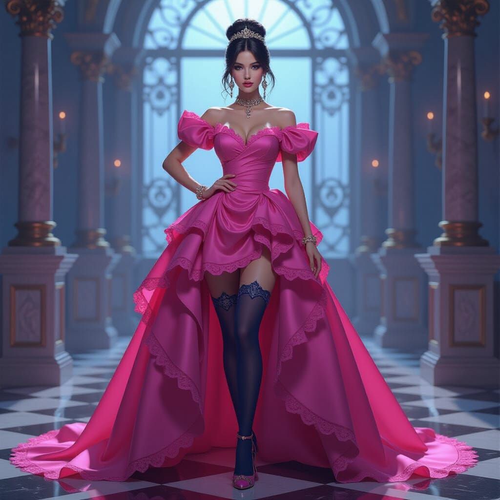 Woman in Pink Dress: Fantasy Art Portrait