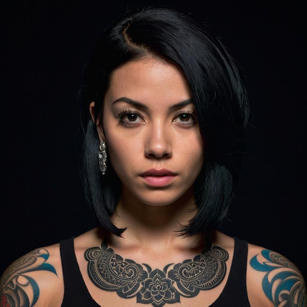 Detailed Portrait of Woman with Tattoos