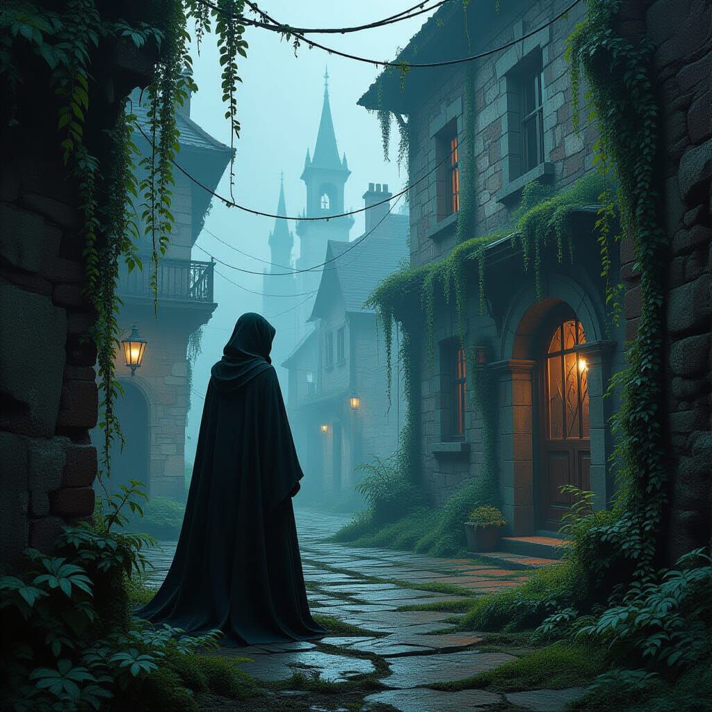 Hauntingly Beautiful Abandoned Scene in Digital Painting Sty...