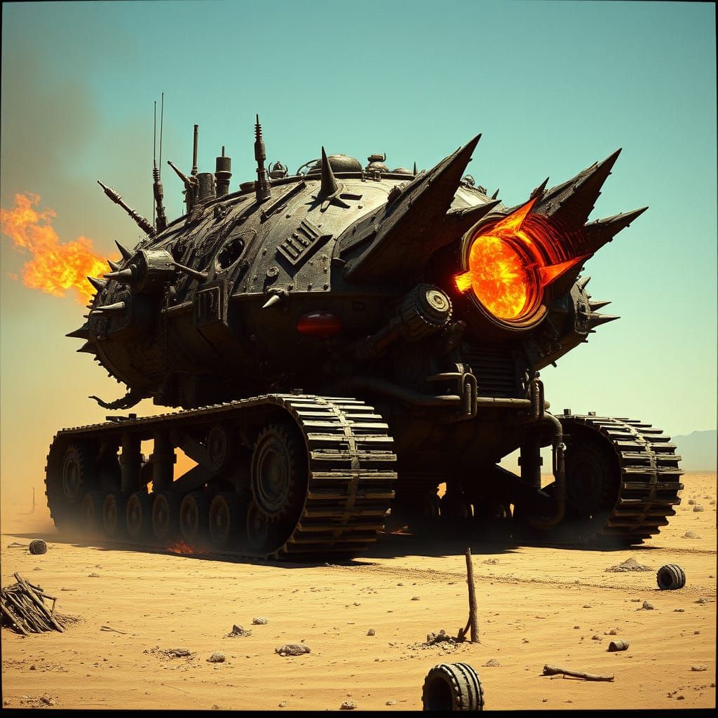 Infernal War Tank Dominates Avernus Wasteland in Dark Fantas...