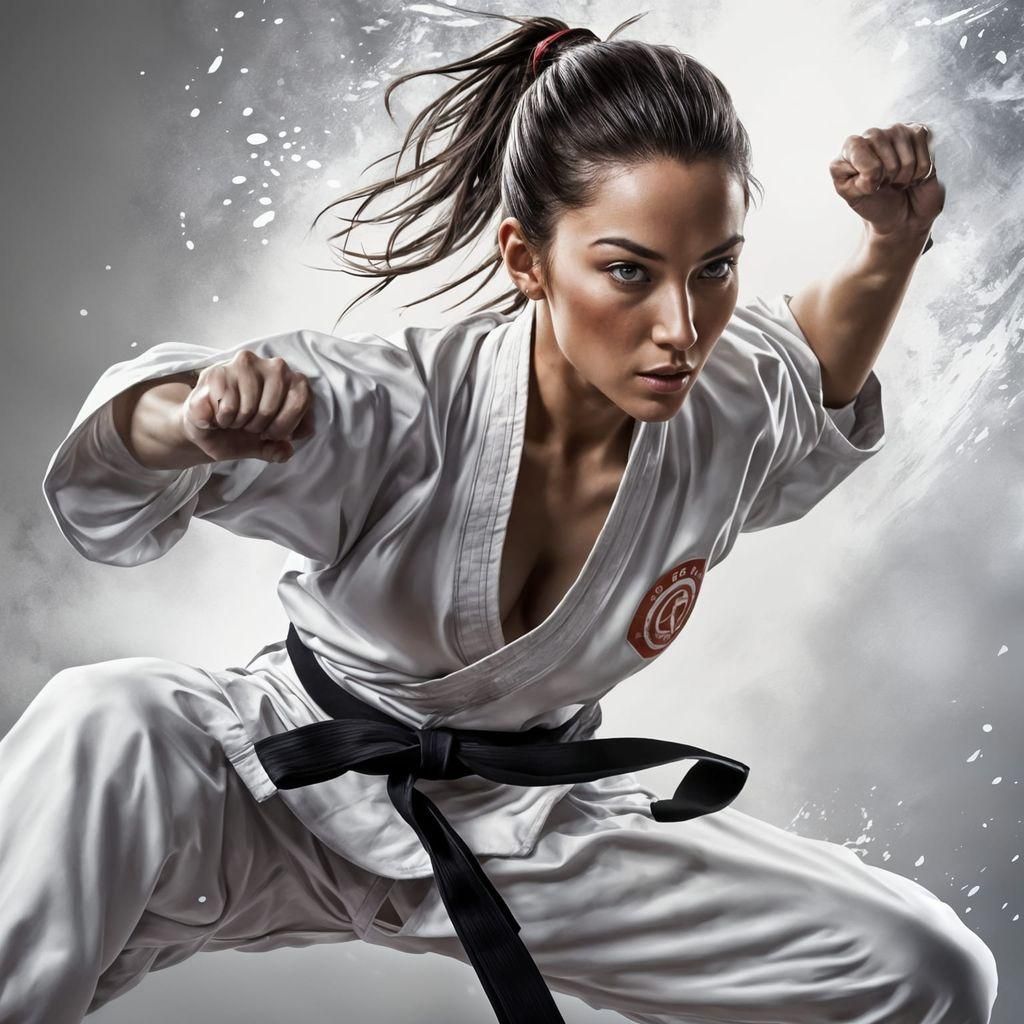 Beautiful Female Martial Artist in Hyperrealistic Style