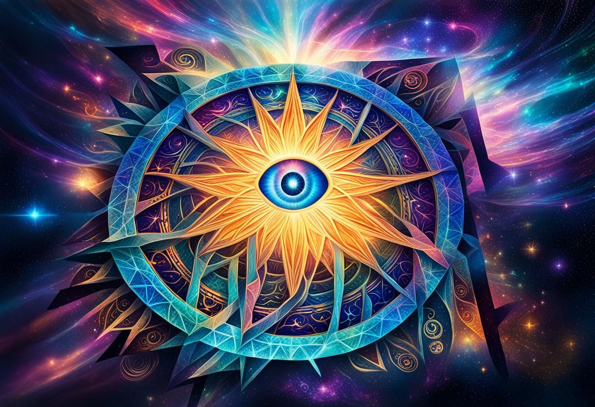 Mystical Eye-Star Logo with Celestial Rays