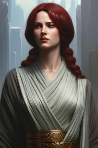 Rococo Jedi Lady Portrait with Red Hair