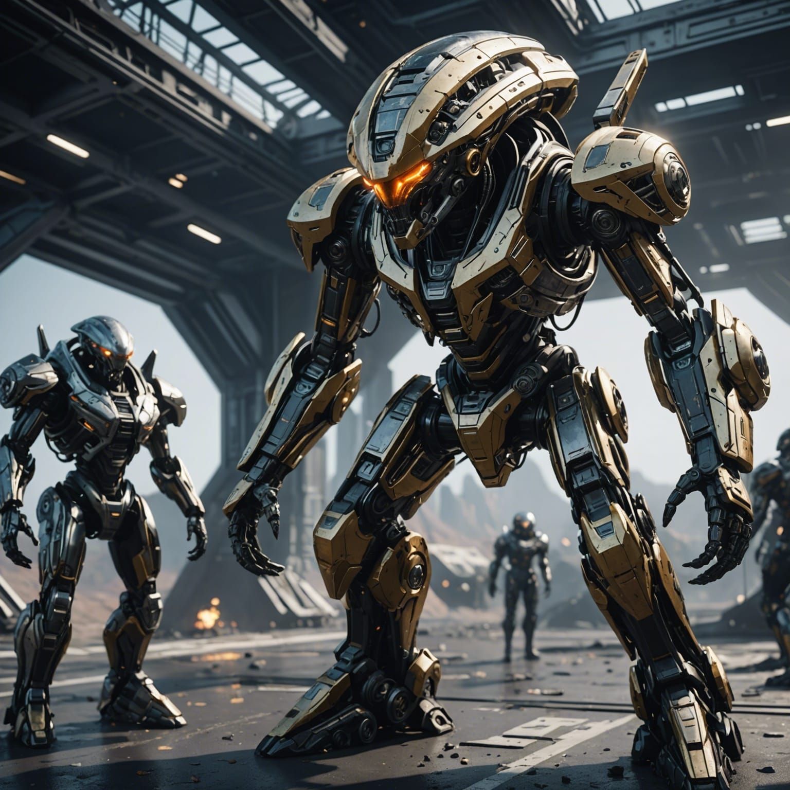 Epic Space Battle: Aliens vs. Humans in Sci-Fi Style