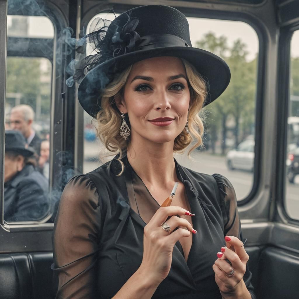 Dutch Woman with Cigarette on Bus, Professional Photography