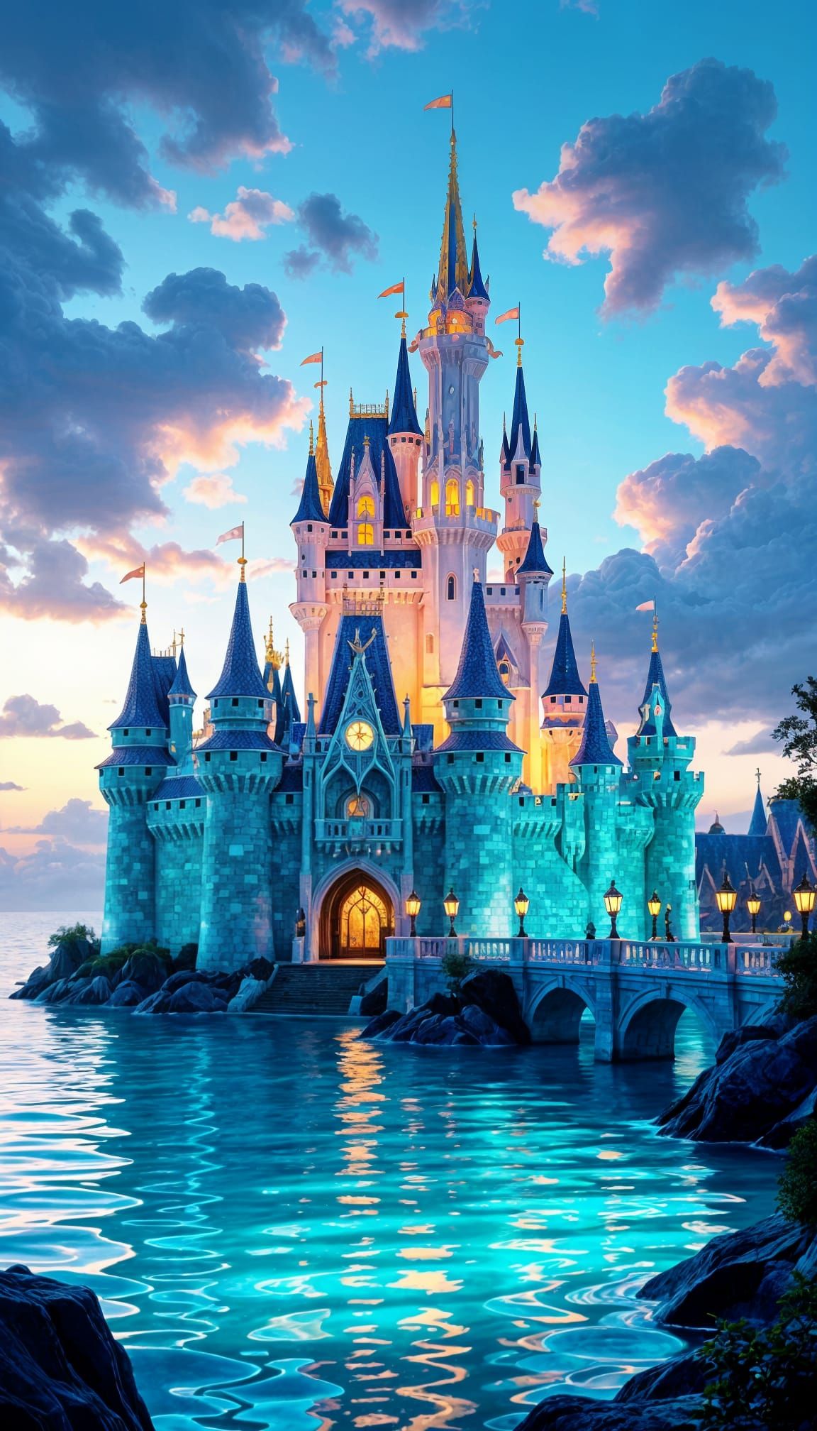 Enchanting Sea Glass Castle with Ocean Hues