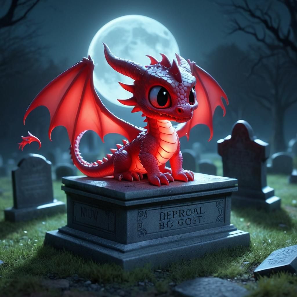 Ethereal Ghost Baby Dragon in Graveyard