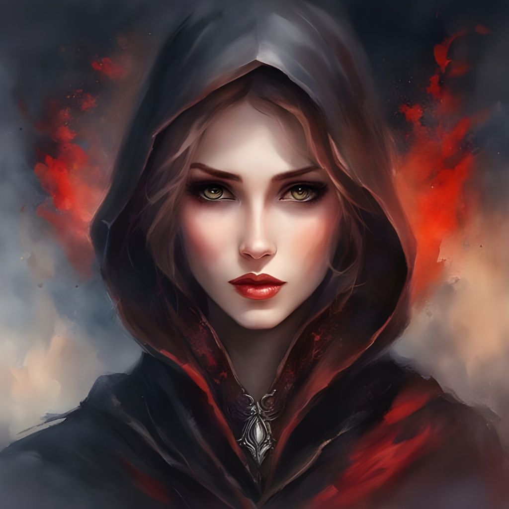 Gothic Mistress in Watercolor Portrait