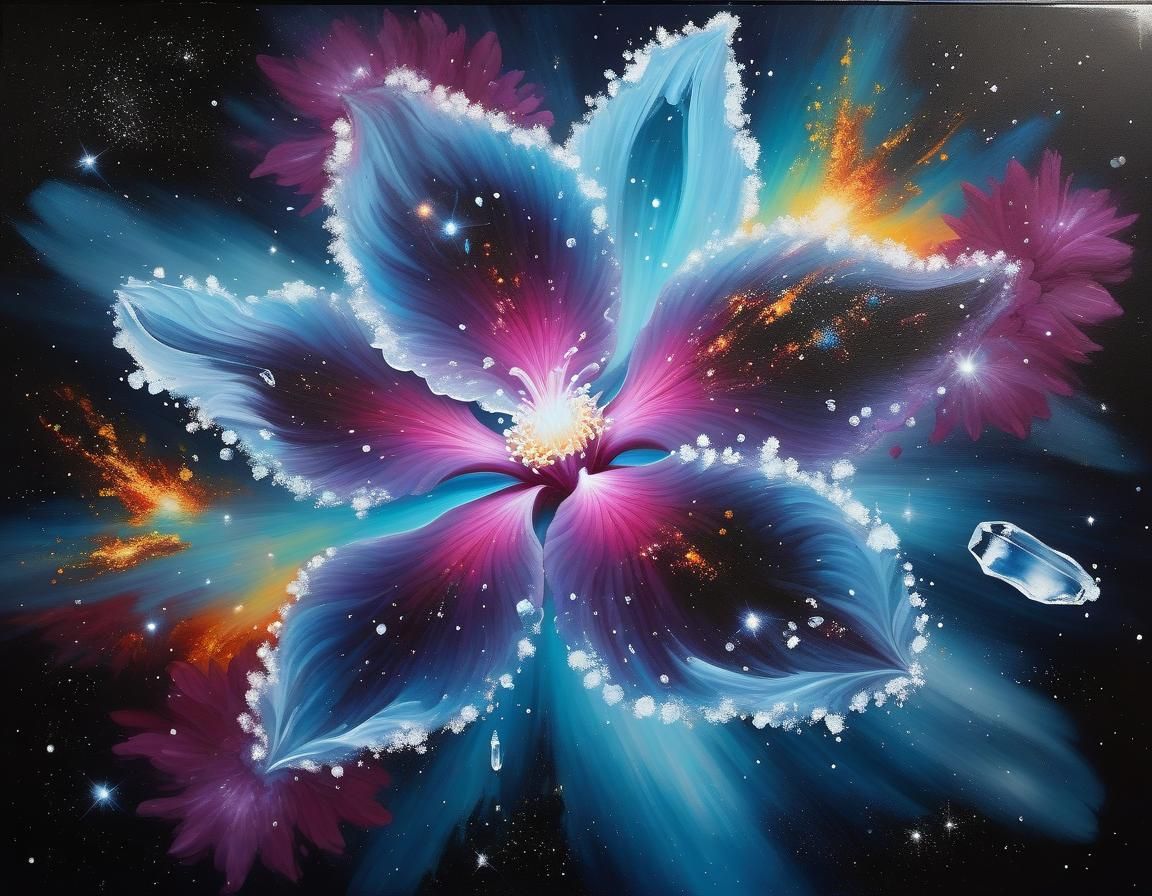 Galactic Nebula Flower Blossoms in Space Art