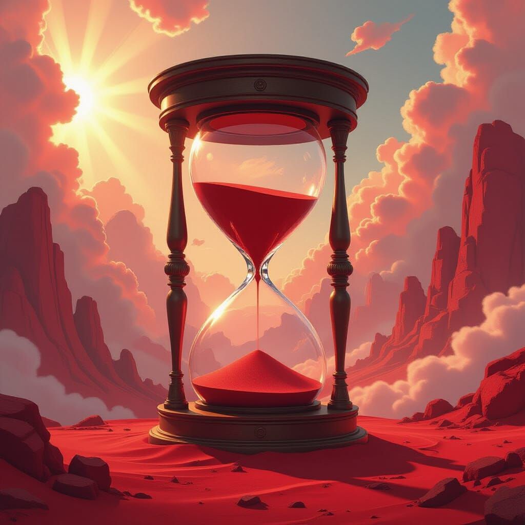Mystical Hourglass in Dreamy Digital Art Style