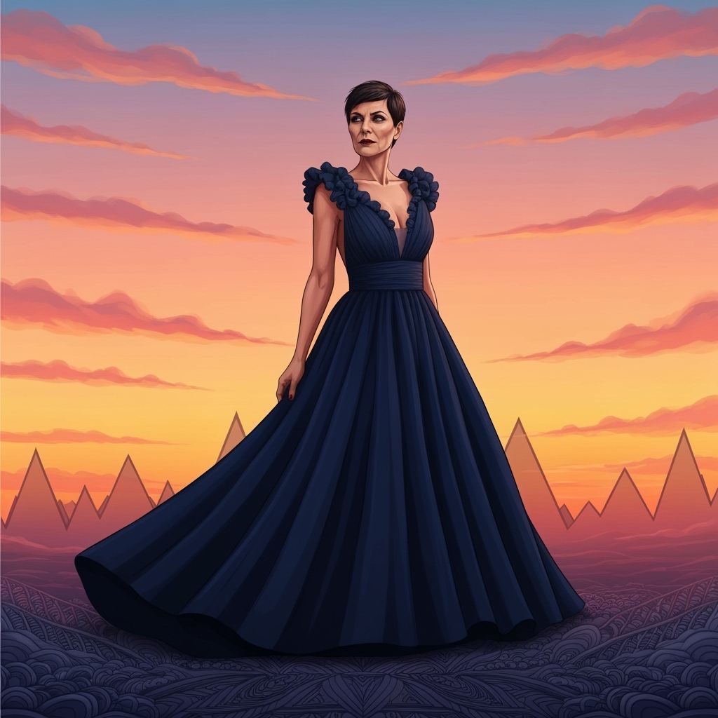 Woman on Tennis Court in Abstract Vector Style