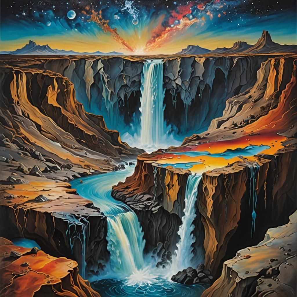 Cosmic Waterfall: A Surreal Galaxy Cascade