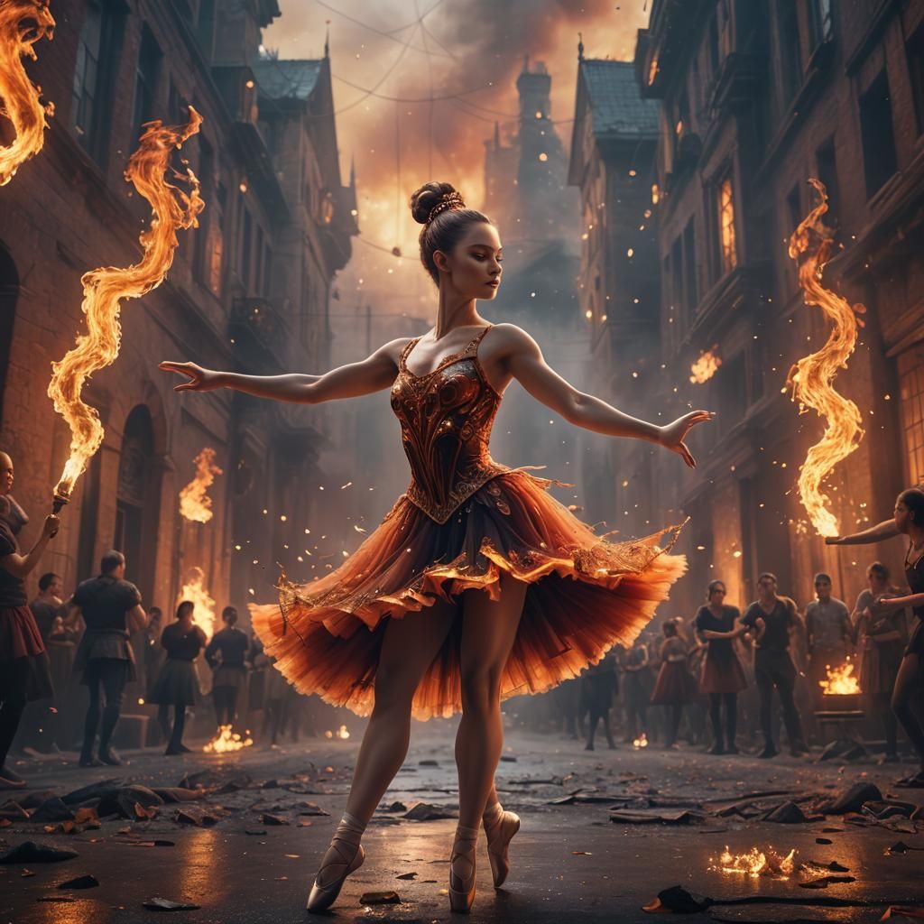Ballerina in Fire Tutu: Fantasy Concept Art