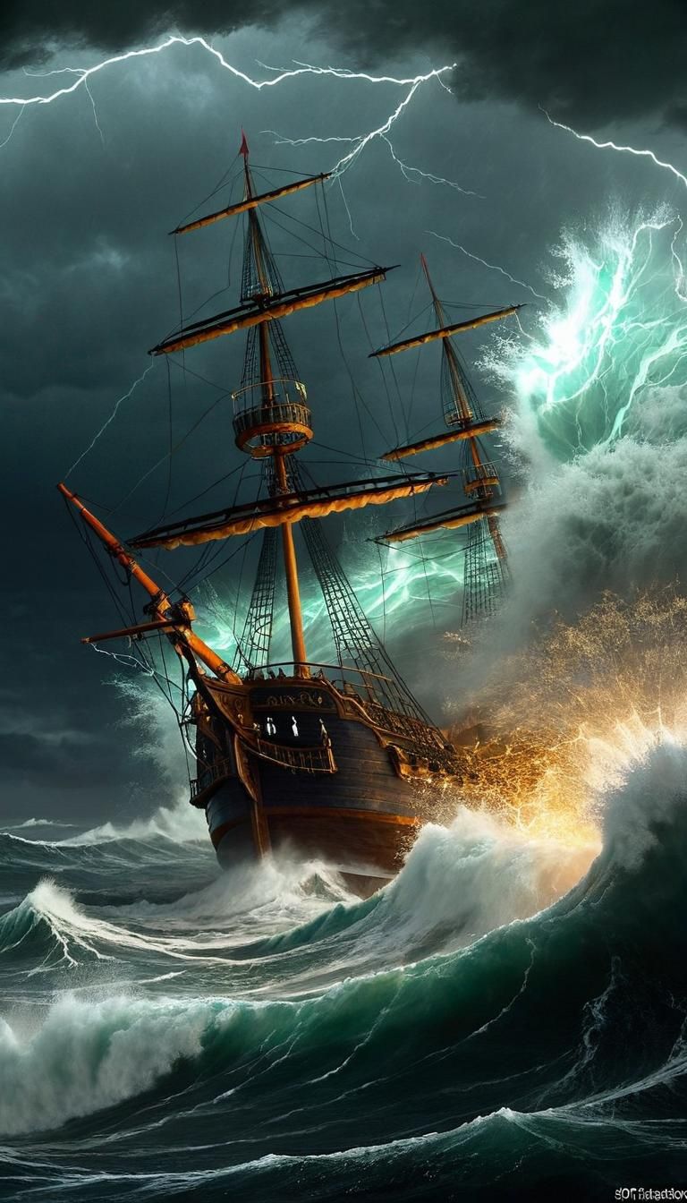 Epic Seastorm: Spanish Galleon Versus Tsunami