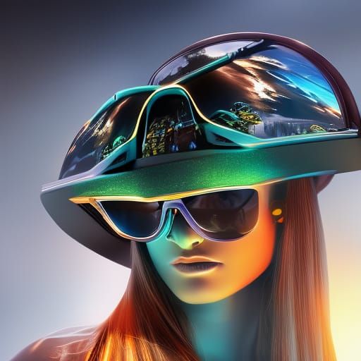 Cyborg Alien Explorer Portrait with Mirrored Sunglasses