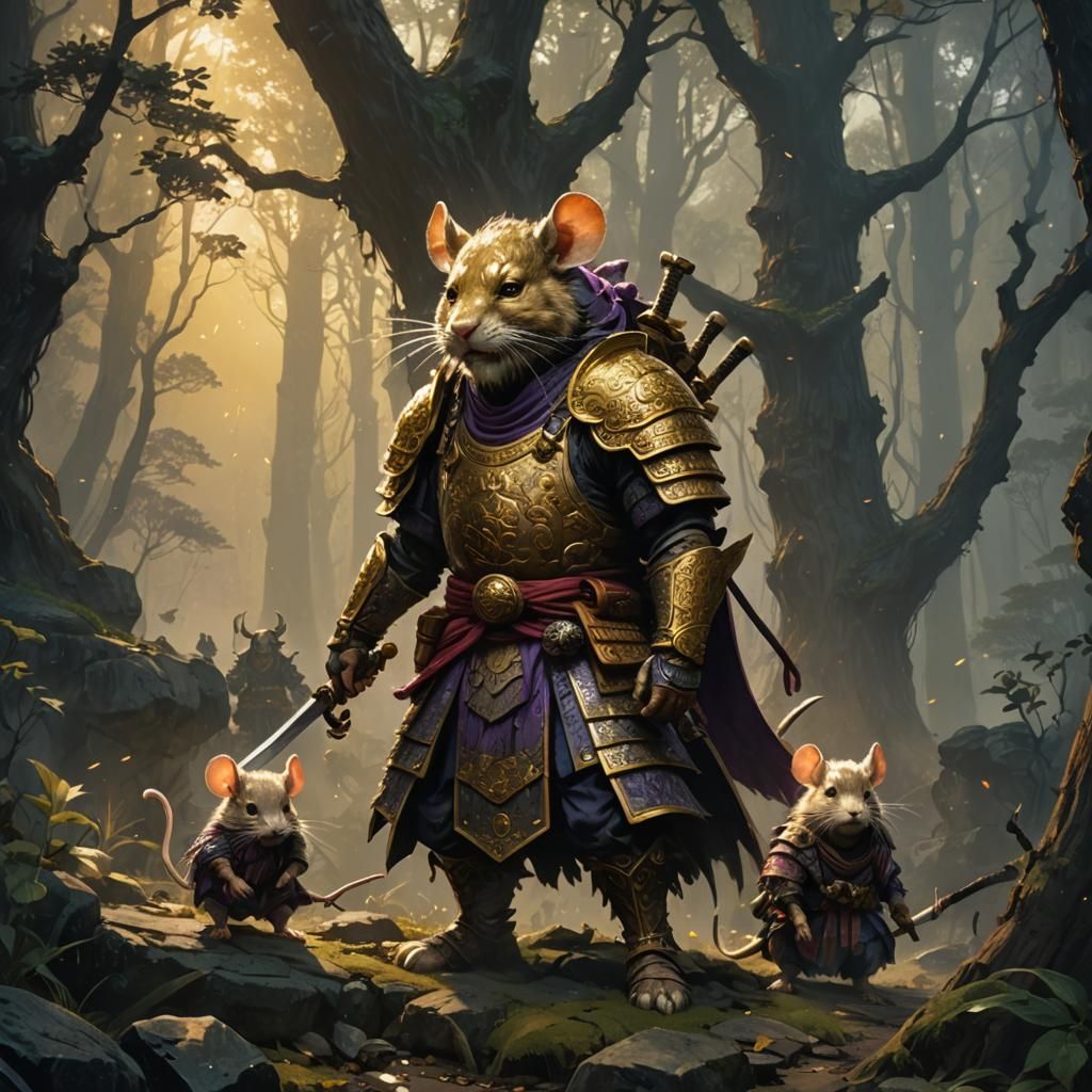Mousefolk Warriors in Dark Fantasy Style