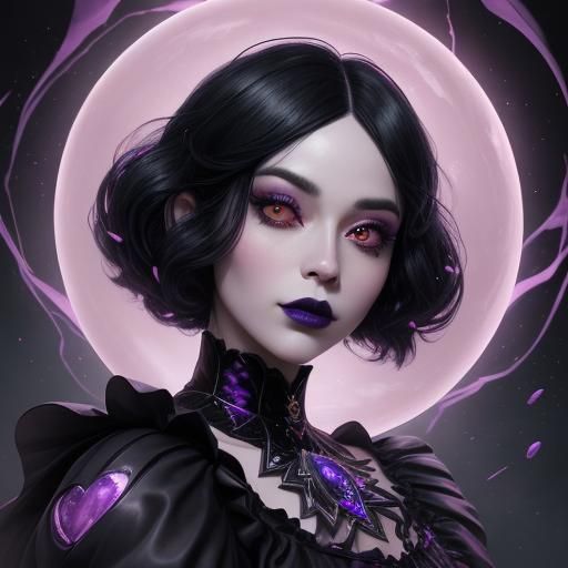 Pastel Goth Witch with Lightning Orb, Digital Art