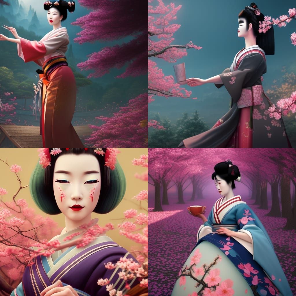 Cherry Blossoms & Geisha