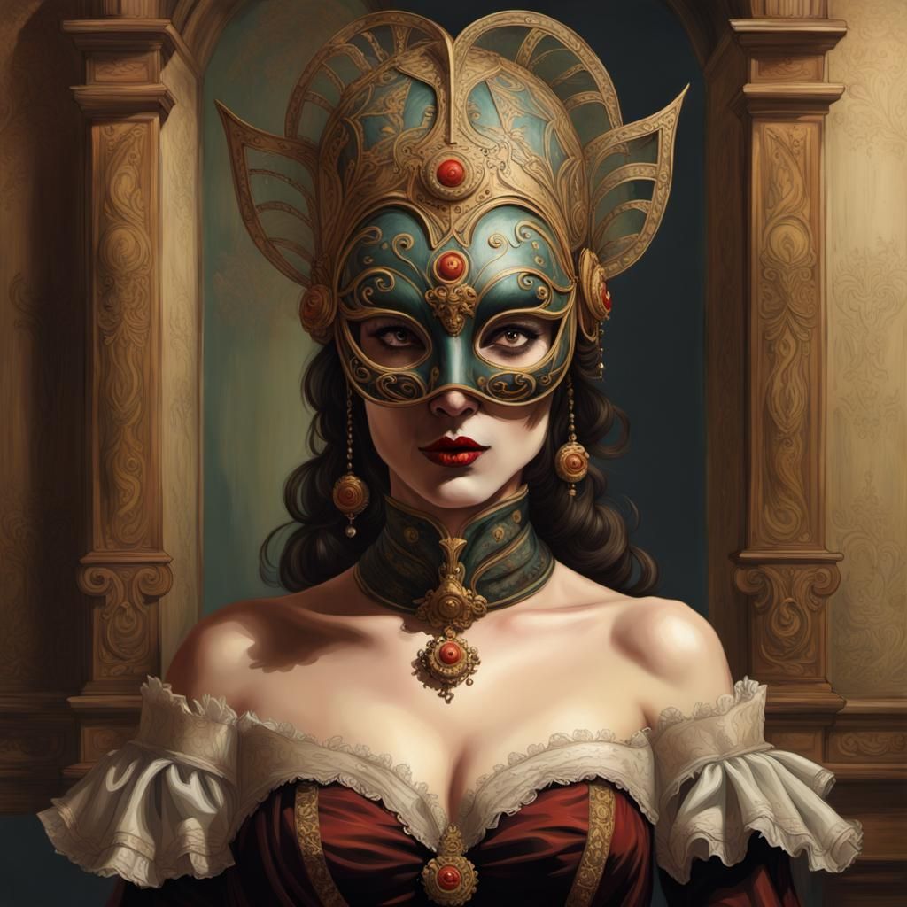 Venetian Masquerade Ball in Art Nouveau Style