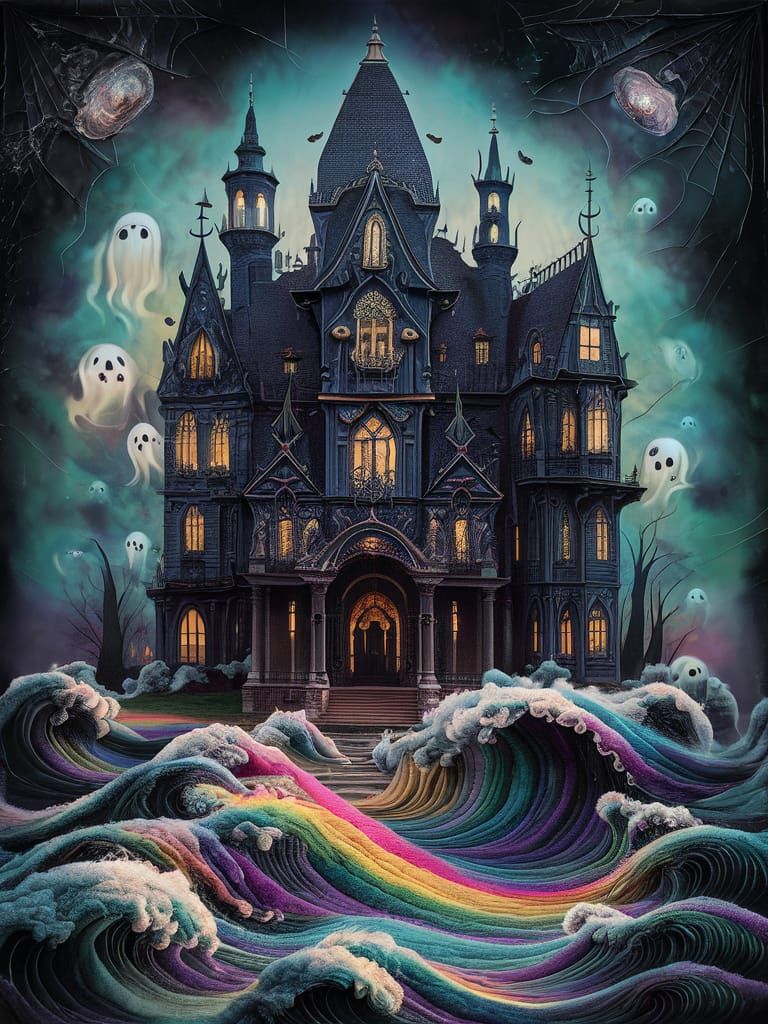 Rainbow Faux Fur Ghosts Haunt Mansion